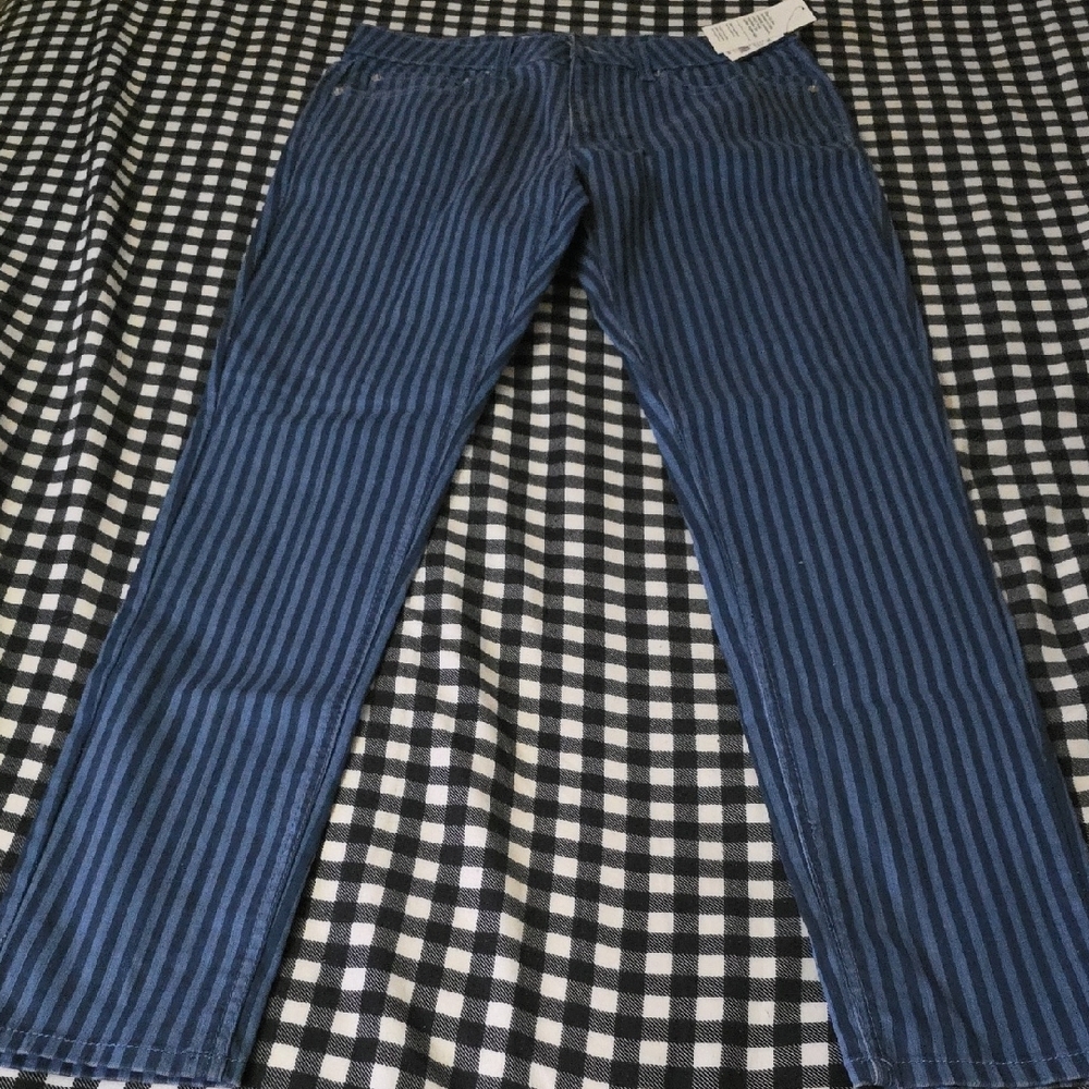 NEW Original Use Blue Skinny Jeans with Vertical Stripes Size 32